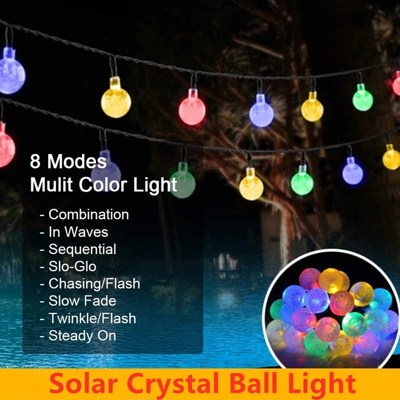 "Crystal Ball Solar Fairy Lights - Perfect for Christmas Decor!"