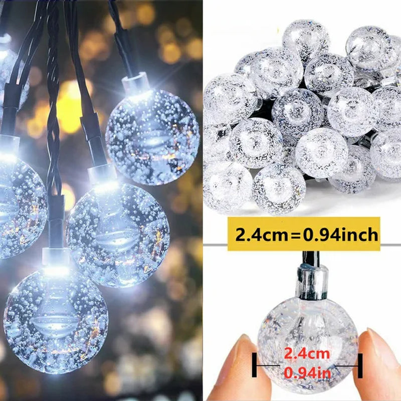 "Crystal Ball Solar Fairy Lights - Perfect for Christmas Decor!"