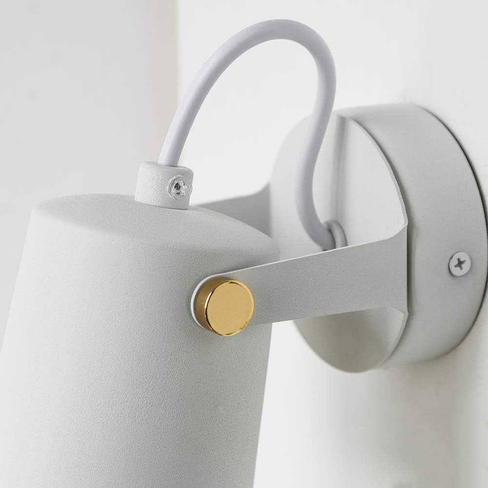 "Modern Plug-In Wall Sconce for Bedroom Headboard - White"