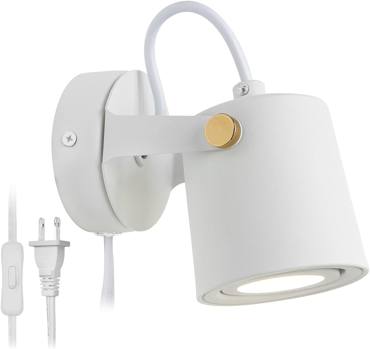 "Modern Plug-In Wall Sconce for Bedroom Headboard - White"