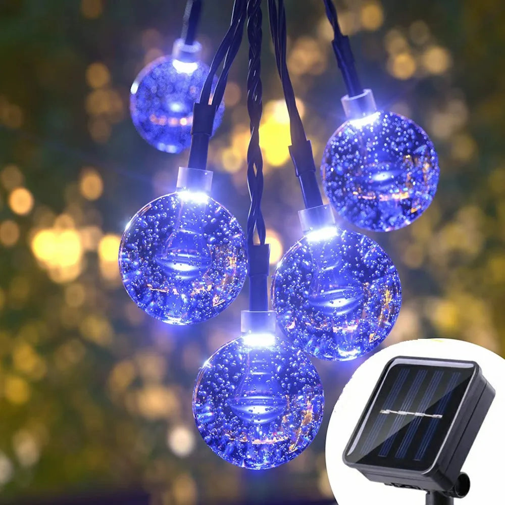 "Crystal Ball Solar Fairy Lights - Perfect for Christmas Decor!"