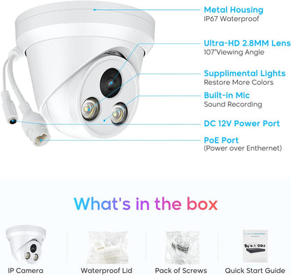 "8MP Color Night Vision Outdoor Security Camera with Motion Detection and Built-in Mic"