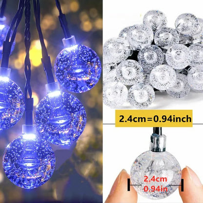 "Crystal Ball Solar Fairy Lights - Perfect for Christmas Decor!"