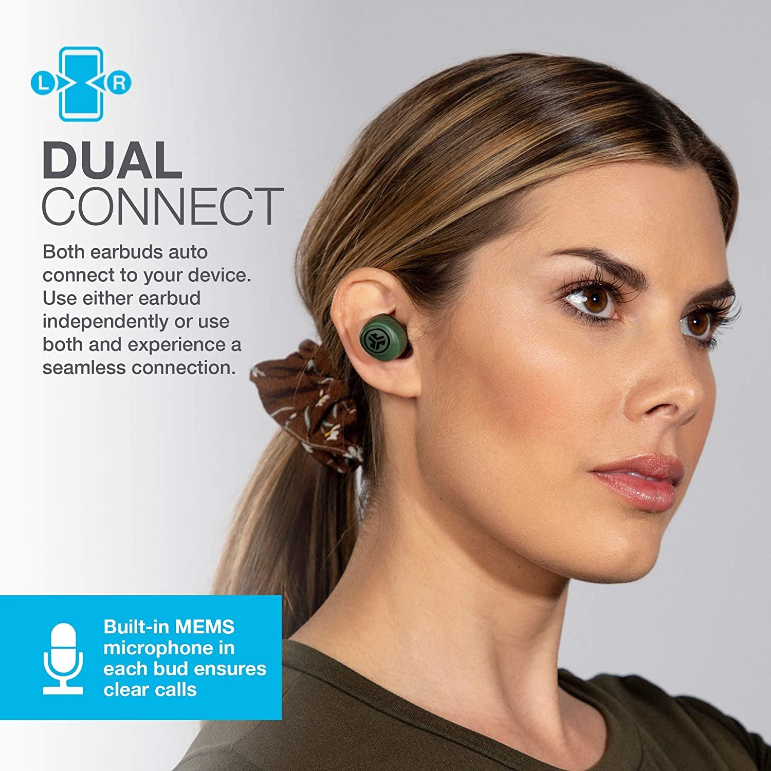 Green Go Air True Wireless Earbuds: Dual Connect, Sweat-Resistant, Bluetooth 5.0, 3 EQ Sound Settings