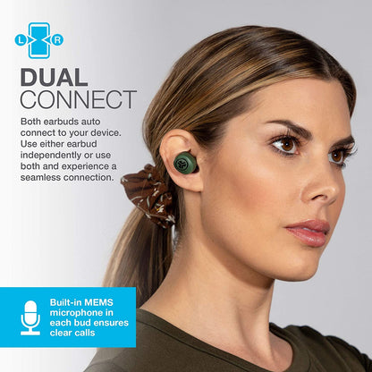 Green Go Air True Wireless Earbuds: Dual Connect, Sweat-Resistant, Bluetooth 5.0, 3 EQ Sound Settings