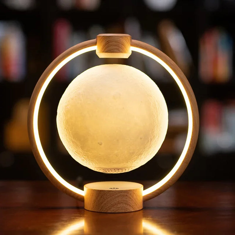 Levitating Moon Light Bluetooth Speaker: 3D Stereo Sound, Magnetic Levitation, LED Globe Lights