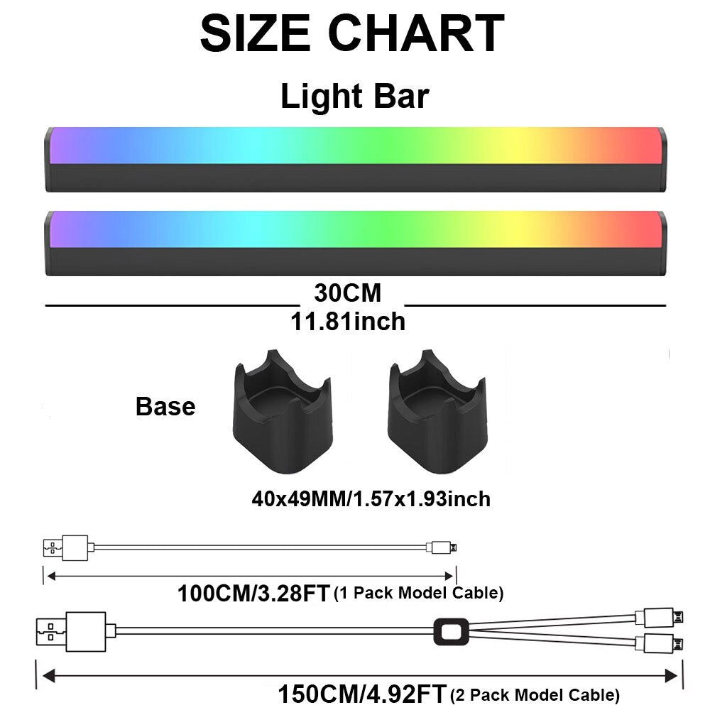 "Ultimate Smart LED Light Bars: Colorful Ambiance, Bluetooth Connectivity, Music Sync, and More!"