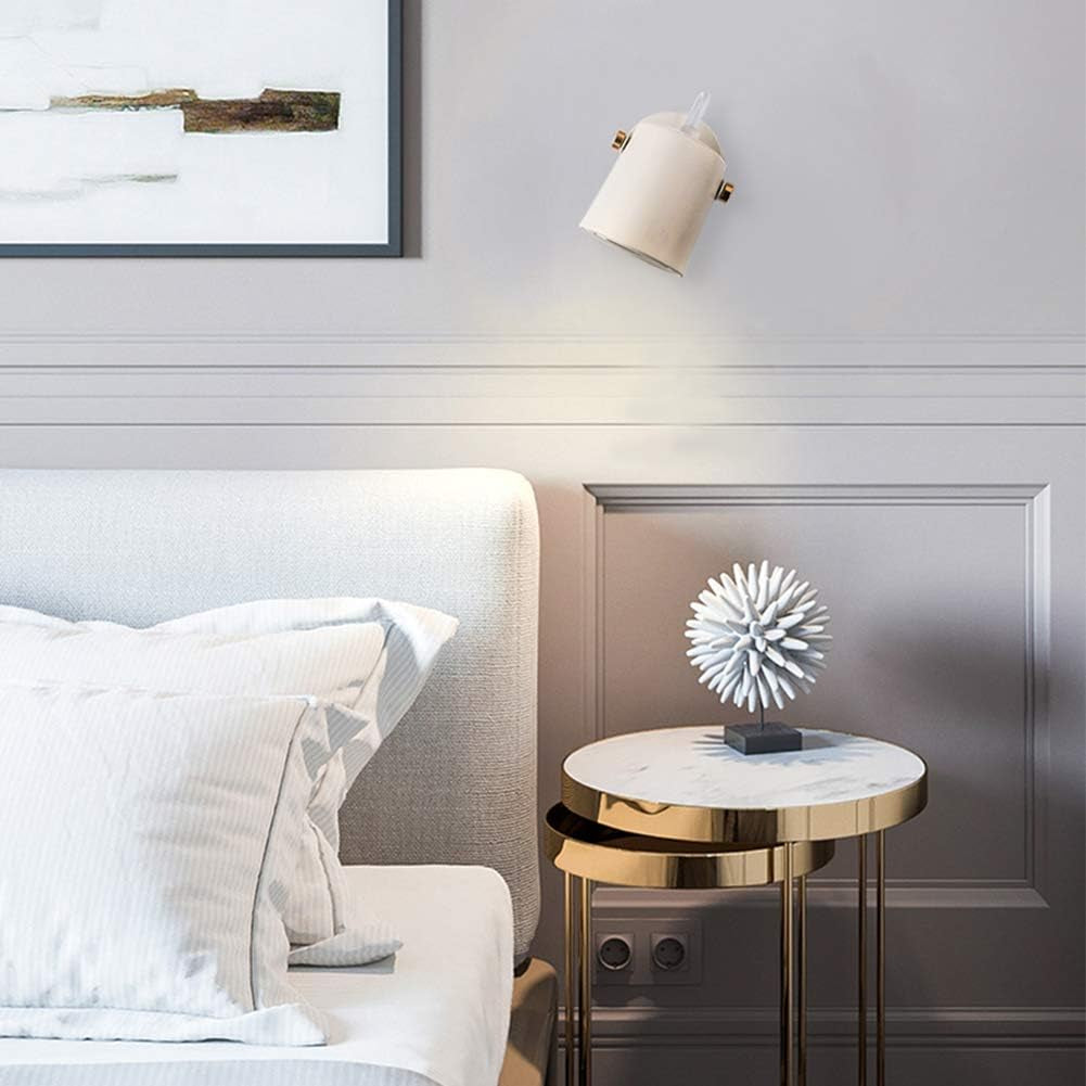 "Modern Plug-In Wall Sconce for Bedroom Headboard - White"