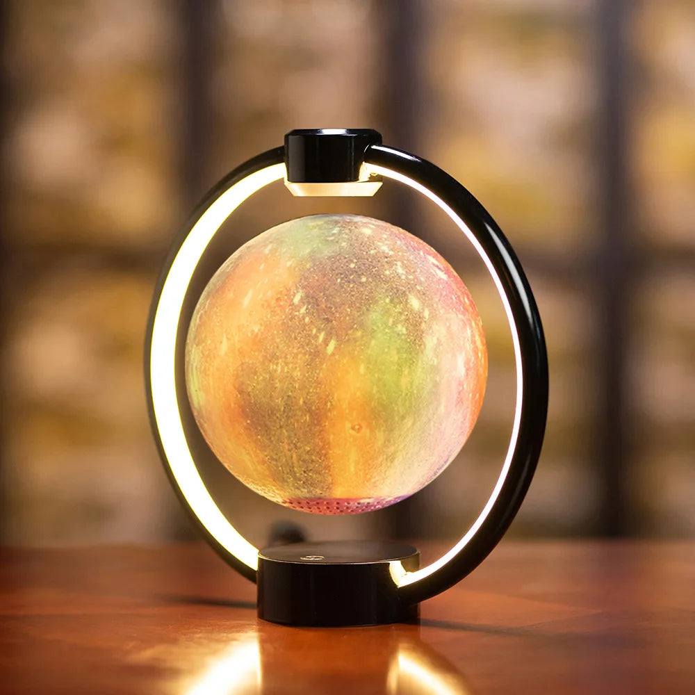 Levitating Moon Light Bluetooth Speaker: 3D Stereo Sound, Magnetic Levitation, LED Globe Lights