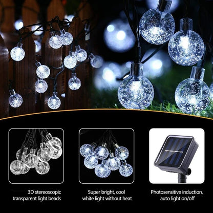 "Crystal Ball Solar Fairy Lights - Perfect for Christmas Decor!"