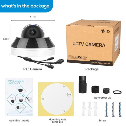 "6MP HD Outdoor PTZ IP Dome Camera with Built-In Mic and 3X Zoom - Hikvision Compatible, H.265 Compression, IP66 Weatherproof"