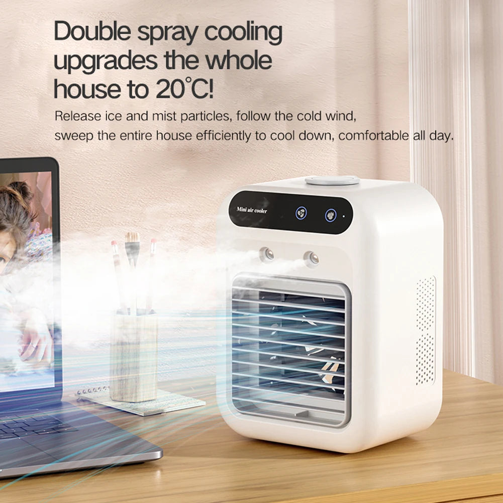 "Portable Mini Air Conditioner with Humidifier and Mist Cooler - Stay Cool Anywhere!"