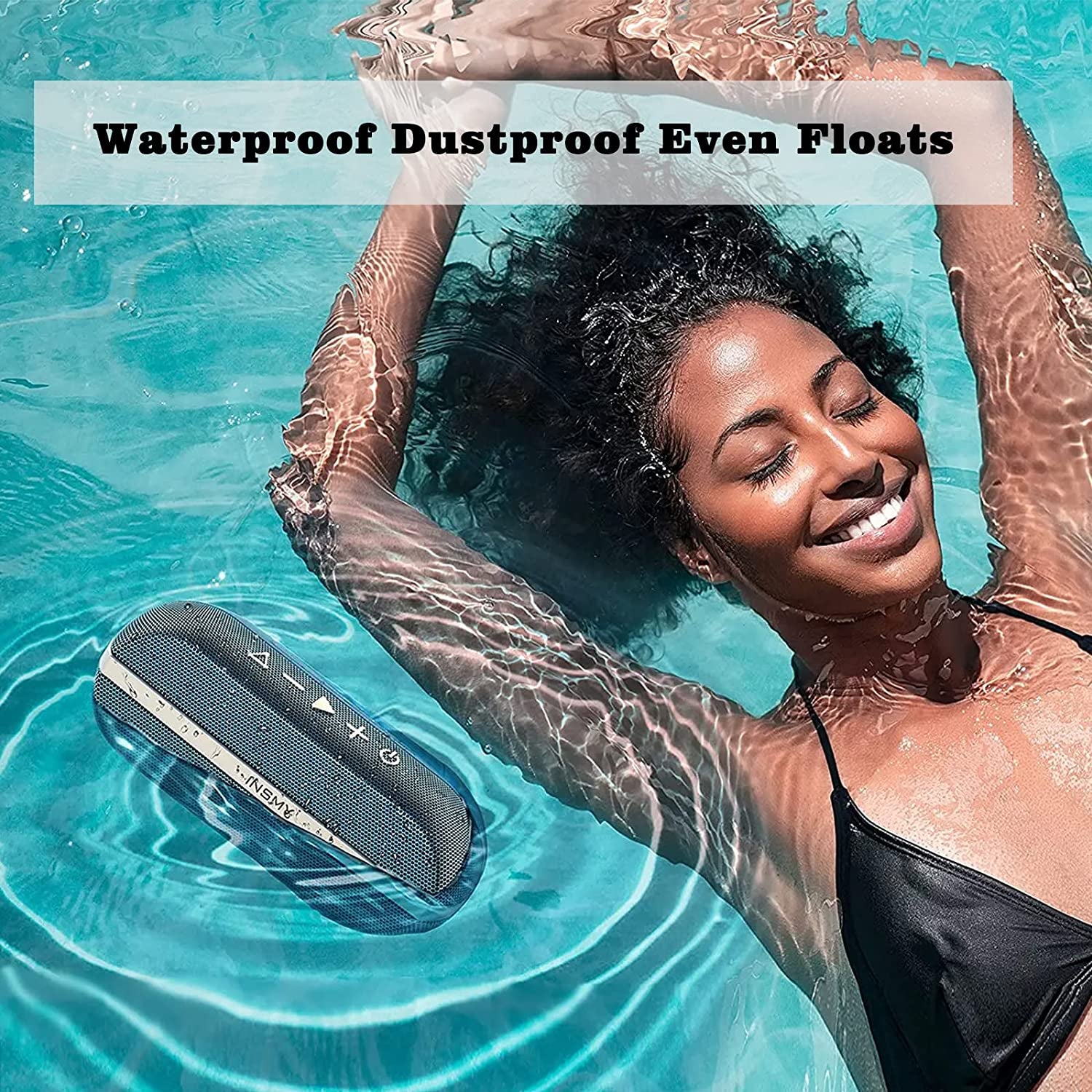 Portable Bluetooth Speakers, IPX7 Waterproof Floating 20W Wireless Speaker Loud Sound Rich Bass, Stereo Pairing Max 40W, 24 Hours Built-In Mic for Outdoors Camping Pool (Blue)