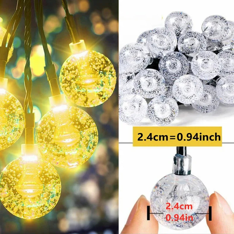 "Crystal Ball Solar Fairy Lights - Perfect for Christmas Decor!"