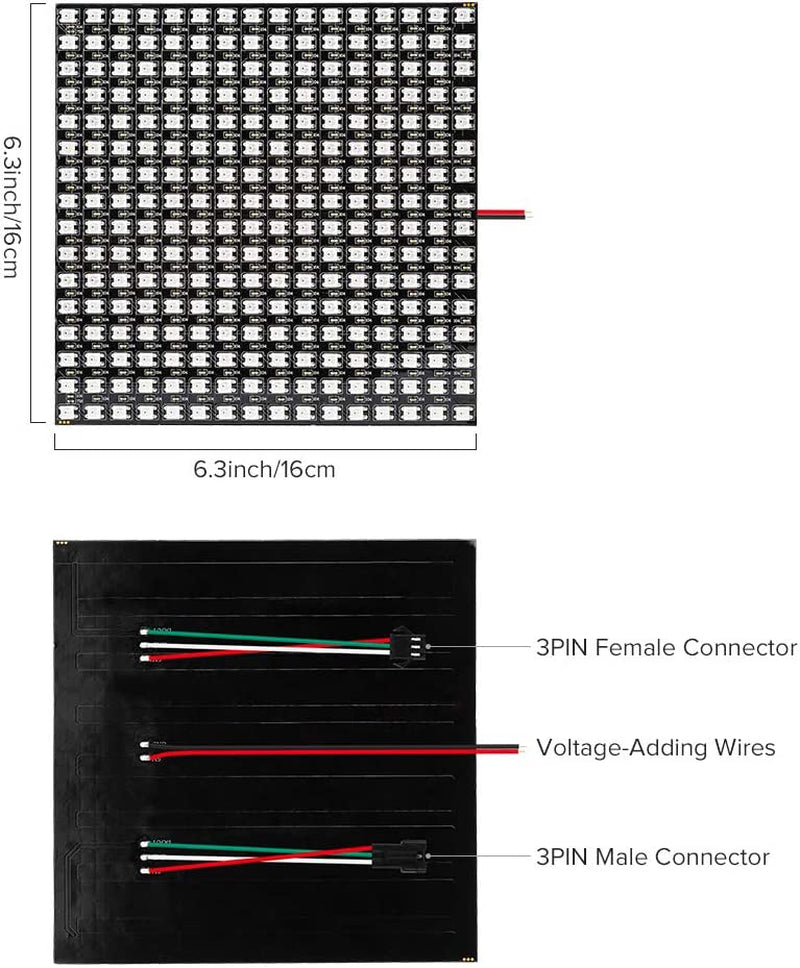 "16x16 RGB LED Matrix Display - Full Color, Flexible, Addressable"