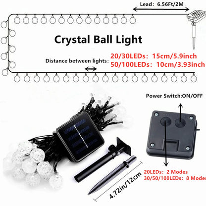 "Crystal Ball Solar Fairy Lights - Perfect for Christmas Decor!"