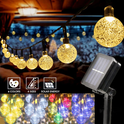 "Crystal Ball Solar Fairy Lights - Perfect for Christmas Decor!"