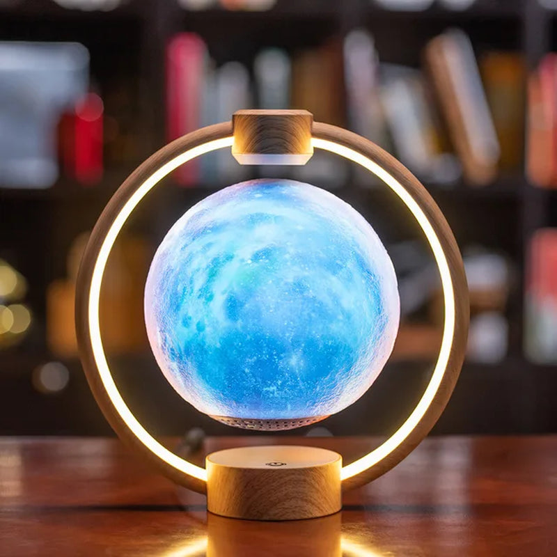 Levitating Moon Light Bluetooth Speaker: 3D Stereo Sound, Magnetic Levitation, LED Globe Lights