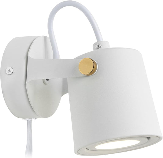 "Modern Plug-In Wall Sconce for Bedroom Headboard - White"